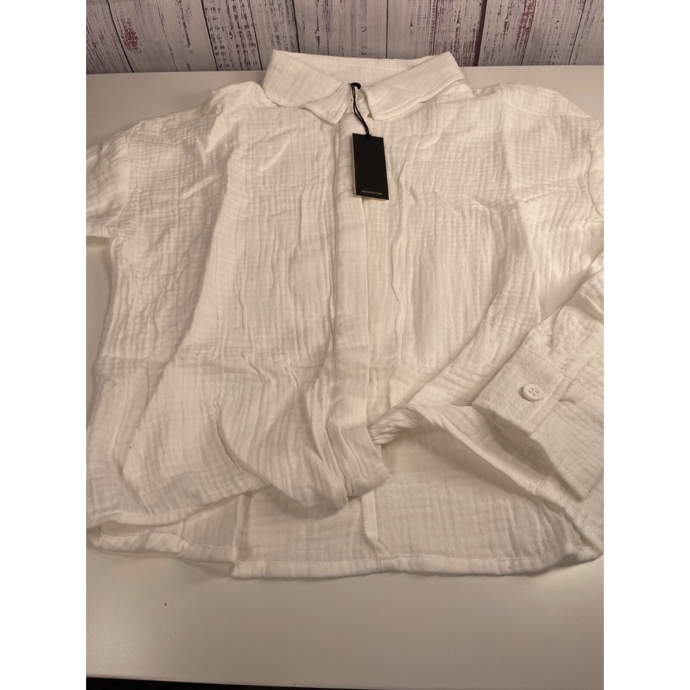 Monrow Women White Long Sleeve Blouse XS NWT